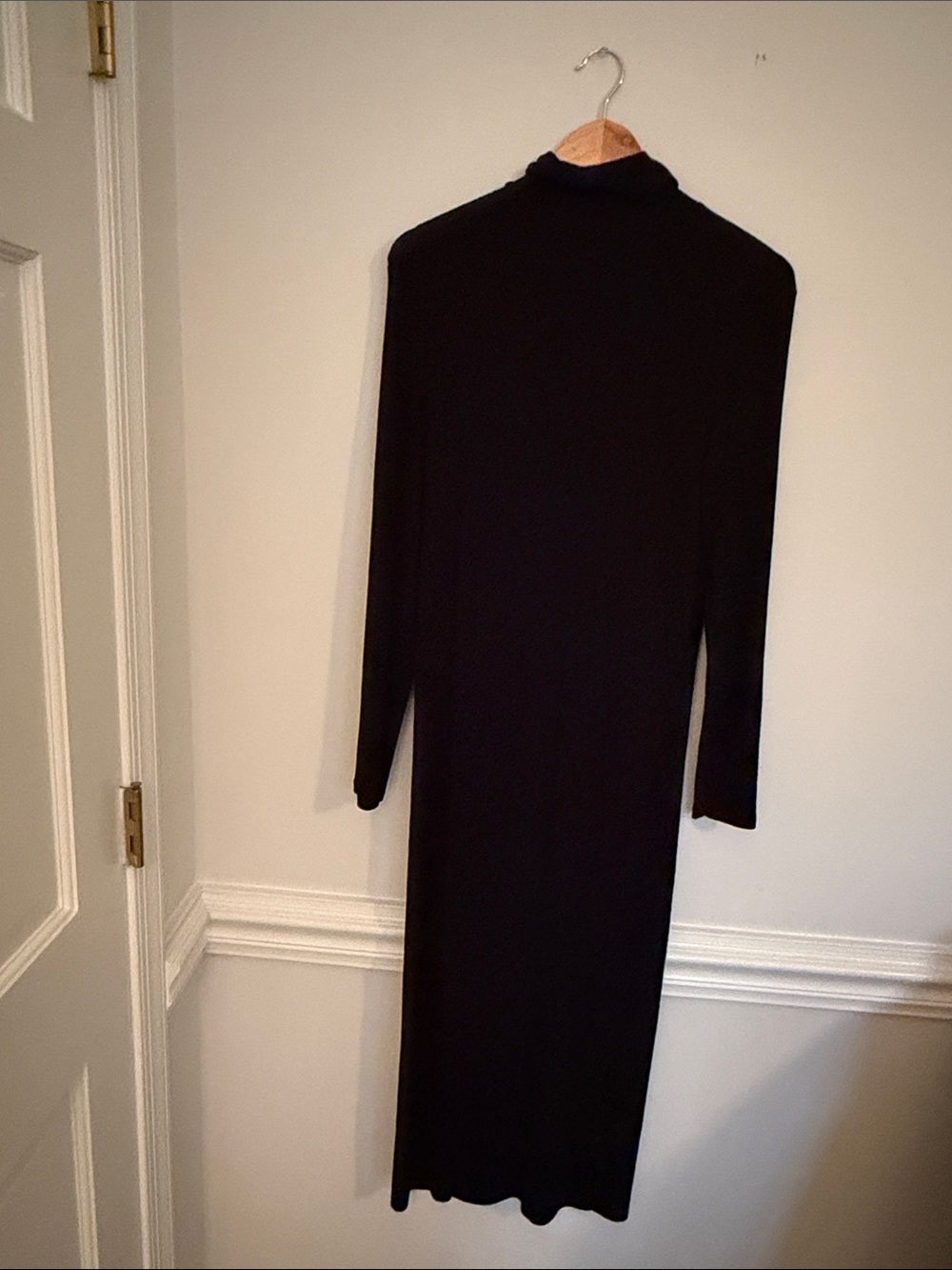 AG Adriano Goldschmied Black Long Sleeve Turtleneck Midi Dress